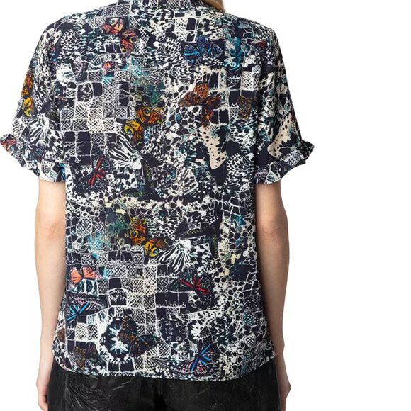Zadig & Voltaire Tafiz Soft Butterfly Print Blouse - Picture 2 of 8